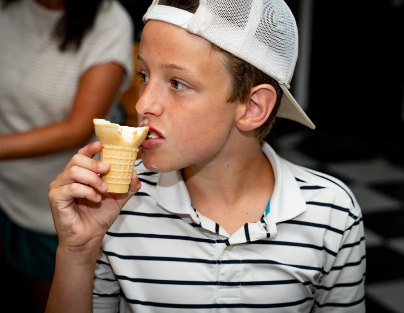 Boy eating an ice cream cone